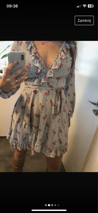 La gabrielle sukienka we flamingi niebieska