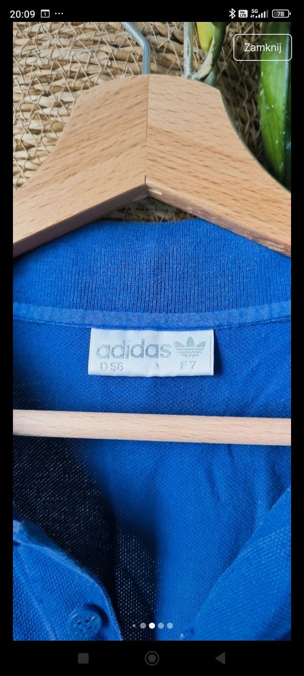 Xl/xxl fioletowa granatowa koszulka polo adidas vintage retro unikat k