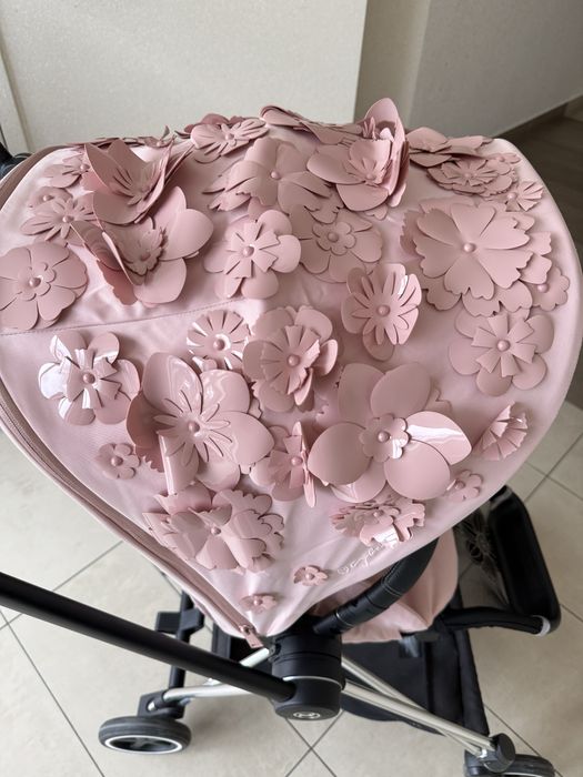 Cybex Mios 2.0 Simply Flowers Pink silver srebrna rama różowy kwiaty