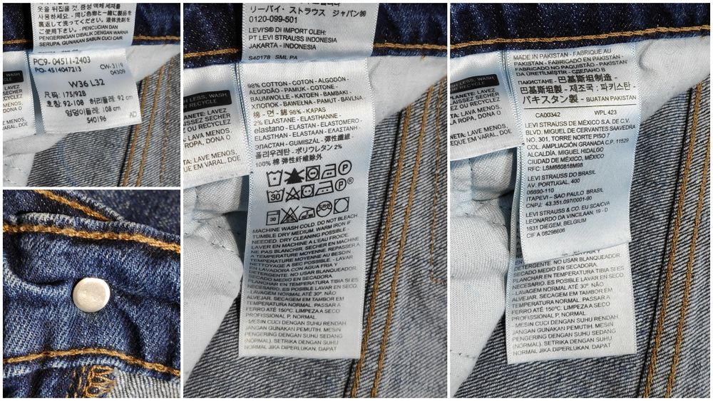 Levi's 511 W36 L32 джинси slim fit оригінал сині