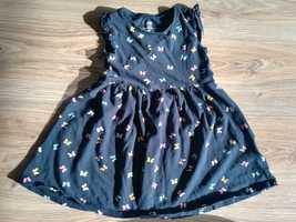 Nowa Granatowa sukienka w kolorowe motylki, h&m, rozmiar 98-104