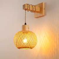 Lampa ścienna w stylu boho vintage bambusowa