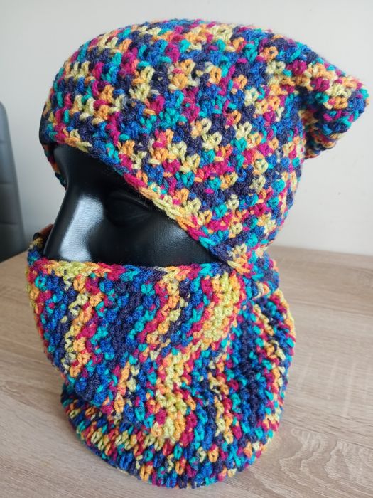 Komplet zestaw czapka + komin handmade