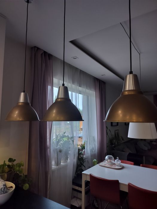 Zestaw 3 lamp kloszy Ikea złote mosiężne srebrne