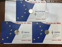 3 moedas de 1€ em blister