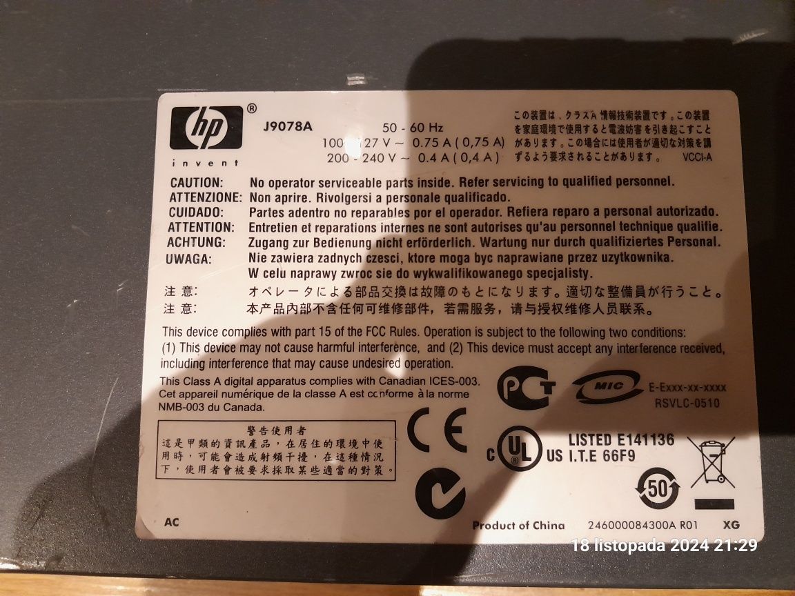 Switch przełącznik HP ProCurve Switch 1400-24G