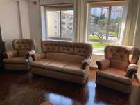 Conjunto sofas em pele