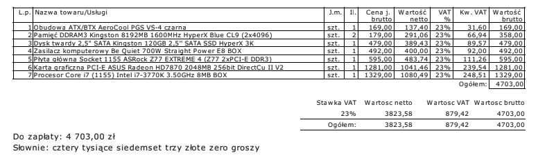 Komputer używany do gier i obróbki, i7 3770K, 16 GB ram, Radeon HD7870