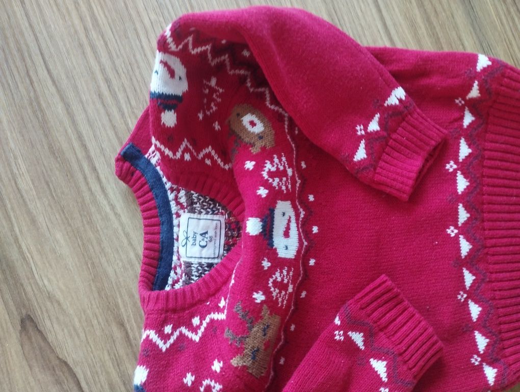 Sweter niemowlęcy świąteczny C&A roz 68