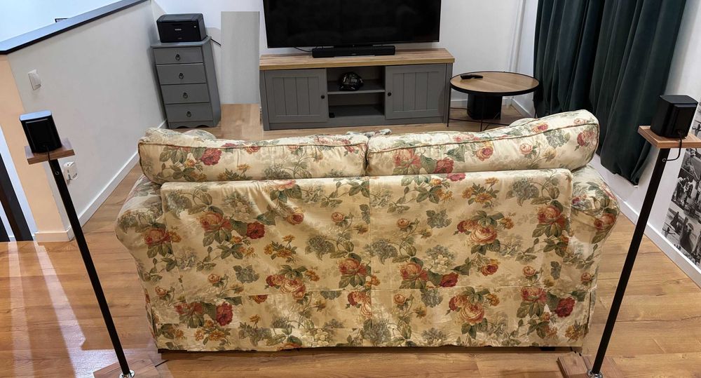 Sofa rozkładana styl IKEA EKTORP poduchy pierze materac nowy mechanizm