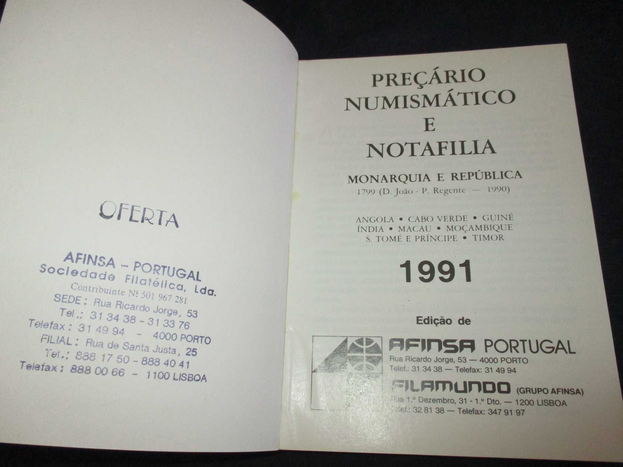 Livros Numismática e Notafilia Afinsa 1991 e 1993