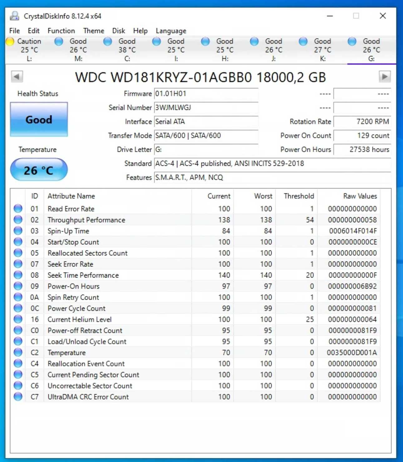 Жорсткий диск WD Gold Enterprise Class 18 TB (WD181KRYZ) HDD