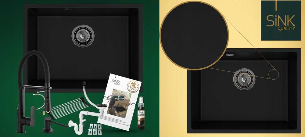 Zlew granitowy 60cm podwieszany