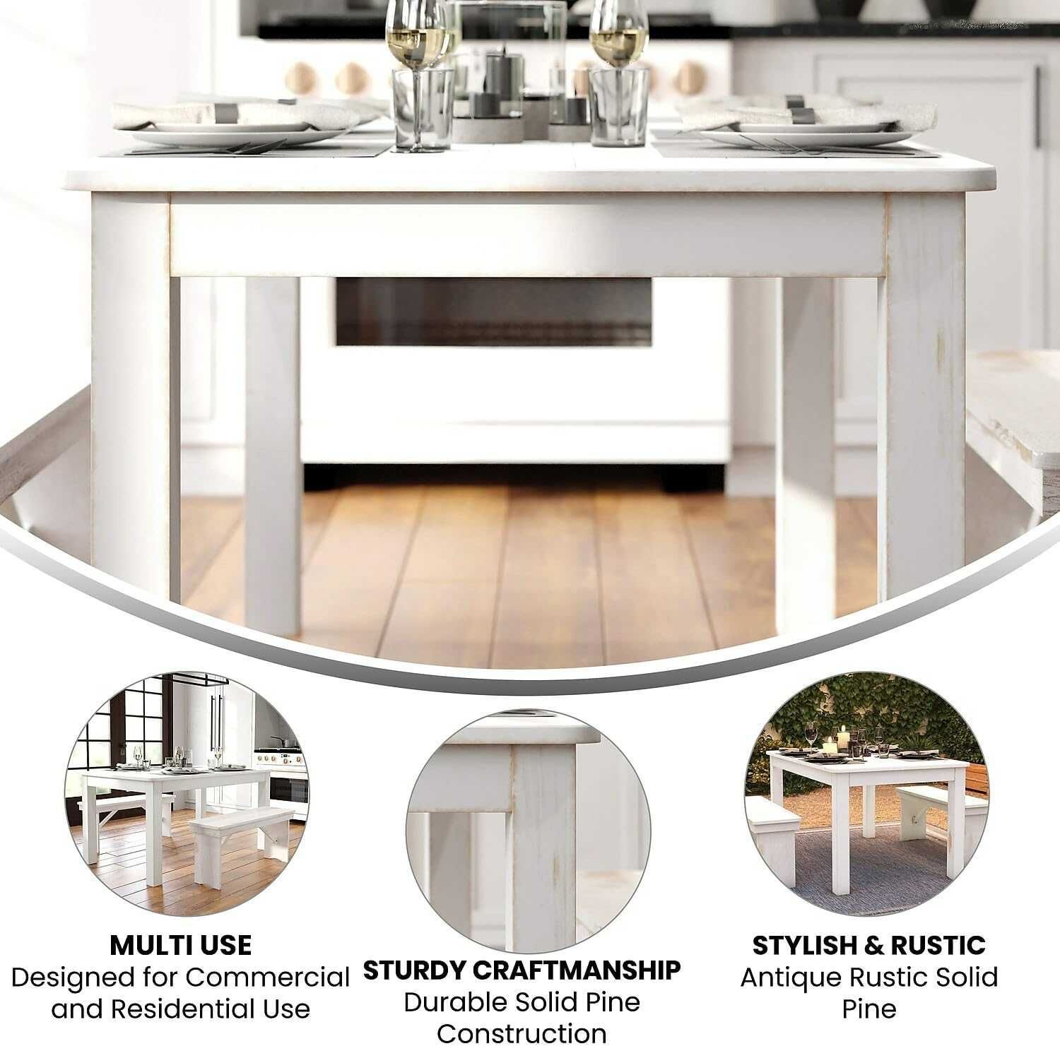 Stół drewniany, rustykalny 152x96cm Flash Furniture