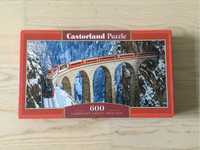 KOMPLETNE puzzle Castorland 600 pociąg na wiadukcie