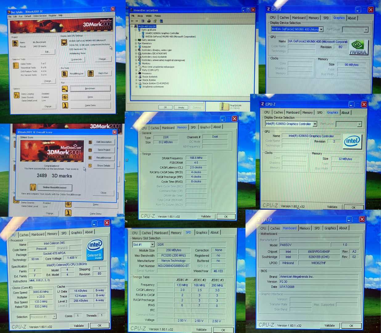 Retro PC z Windows XP, 128 SSD, DDR 512MB, GeForce2 AGP MX400.