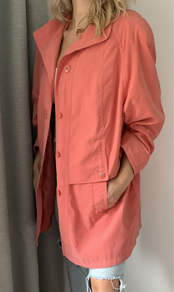 Koralowa kurtka vintage unikatowa oversize retro 4XL