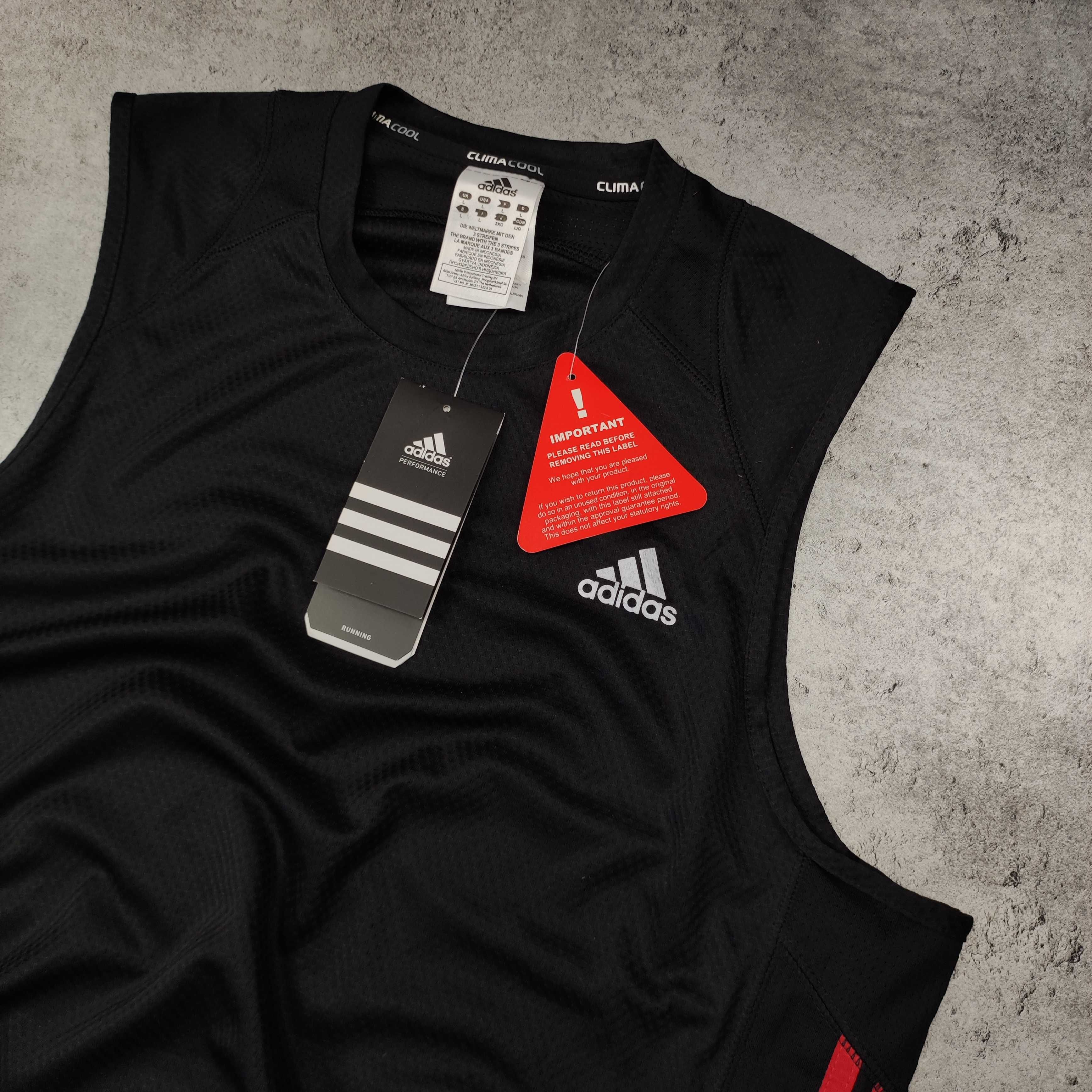 MĘSKA Koszulka Sportowa Czarna ClimaCool NOWA Adidas bez Rękawów Logo