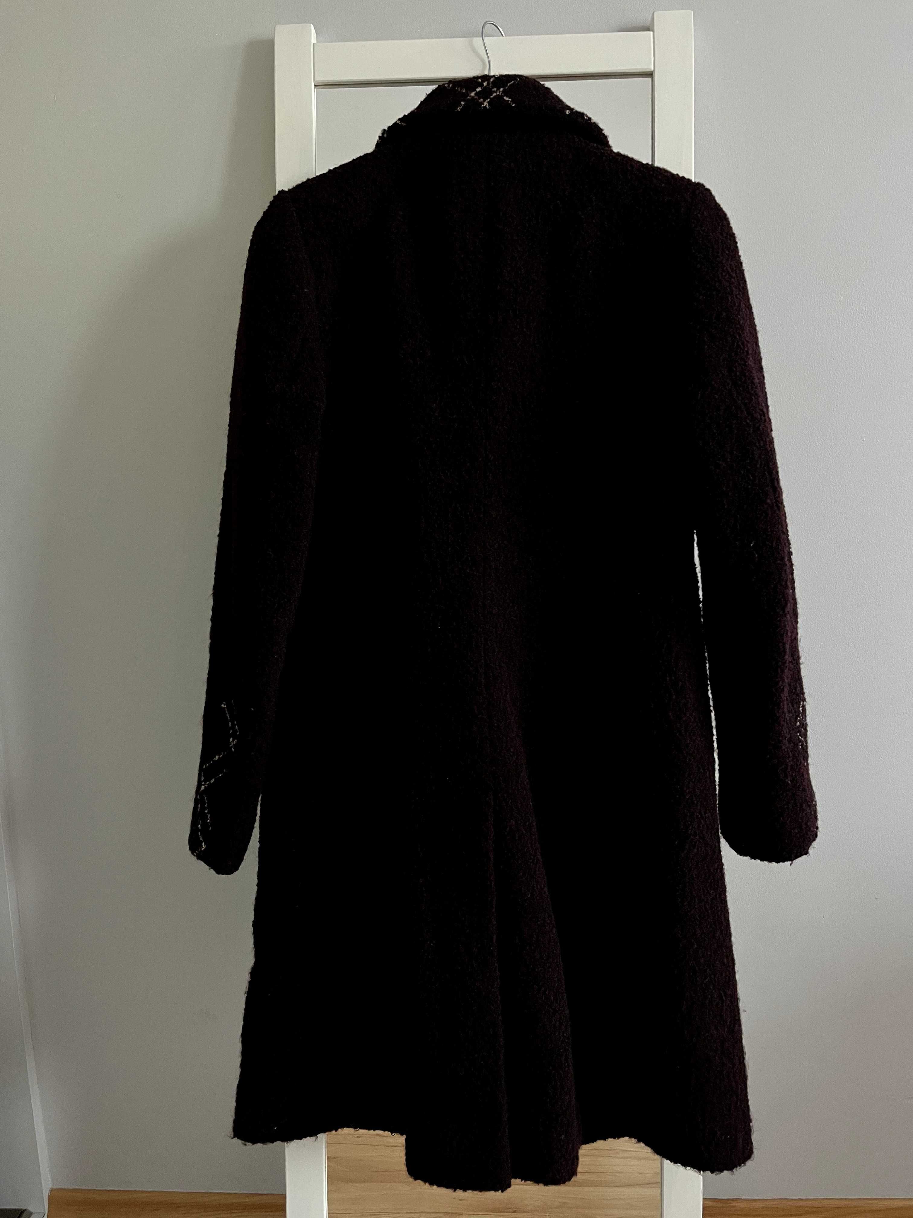 płaszcz długi wełna wełniany fioletowy papieski s m 36 38 basic