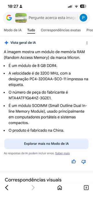 RAM 8gb ddr4 3200mhz para portáteis