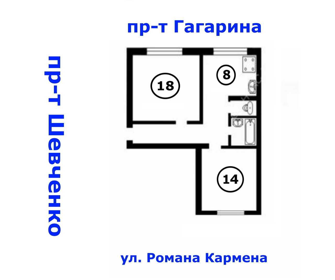 2-комн. сталинка 50м² под закрытый офис или салон  Шевченко / Гагарина