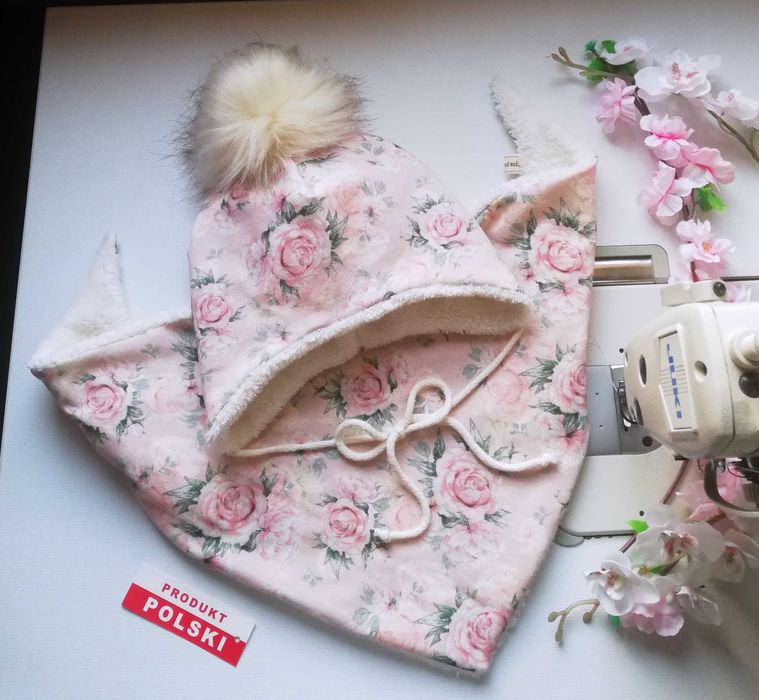 Komplet zimowy * czapka wiązana z pomponem * chusta wiązana * handmade