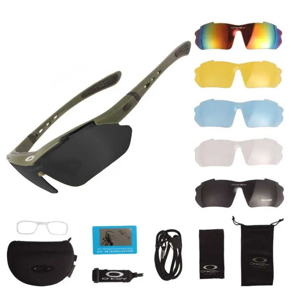 Солнцезащитные очки тактические олива с поляризацией Oakley 5 линз
