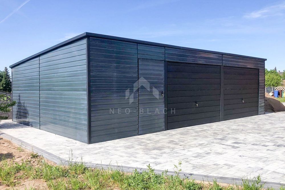 Garaz Blaszany 10X6M - 2X Brama - Drzwi - Antracyt Spad W Tył Nb97