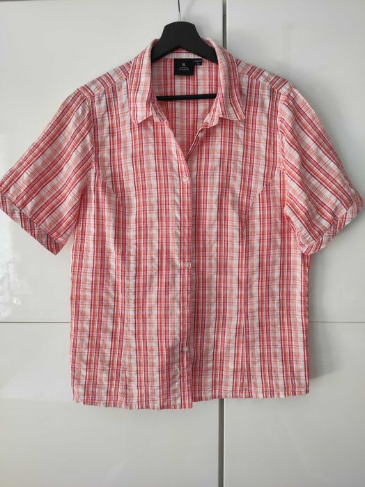 Różowa bluzka w kratkę 100% bawełna rozmiar 42/44
