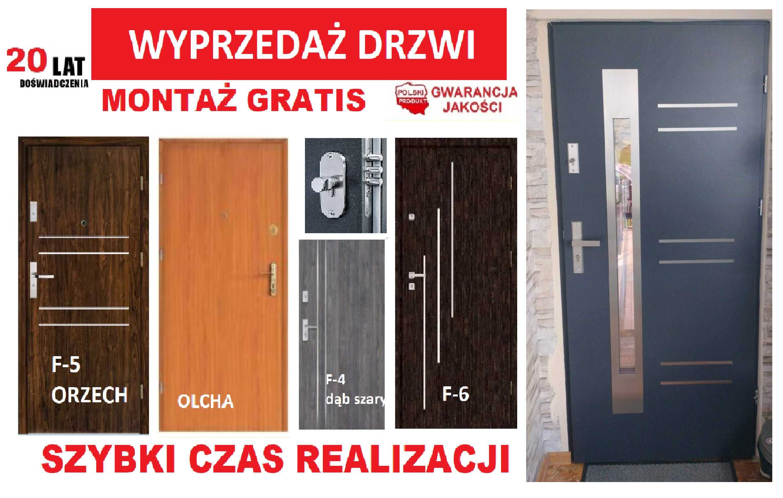 Drzwi z MONTAŻEM zewnątrzne-wejściowe  wewnątrzklatkowe do mieszkania.