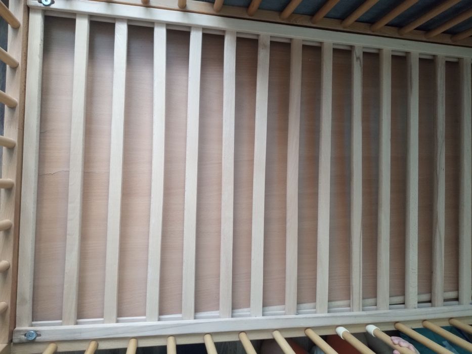 Łóżeczko drewniane + materac Rucken natura dwustronny