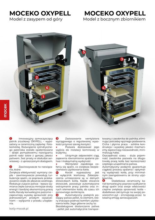 Kocioł na pellet, Drewno Moceko OXYPELL 12kW, piec dotacje OD RĘKI ZUM