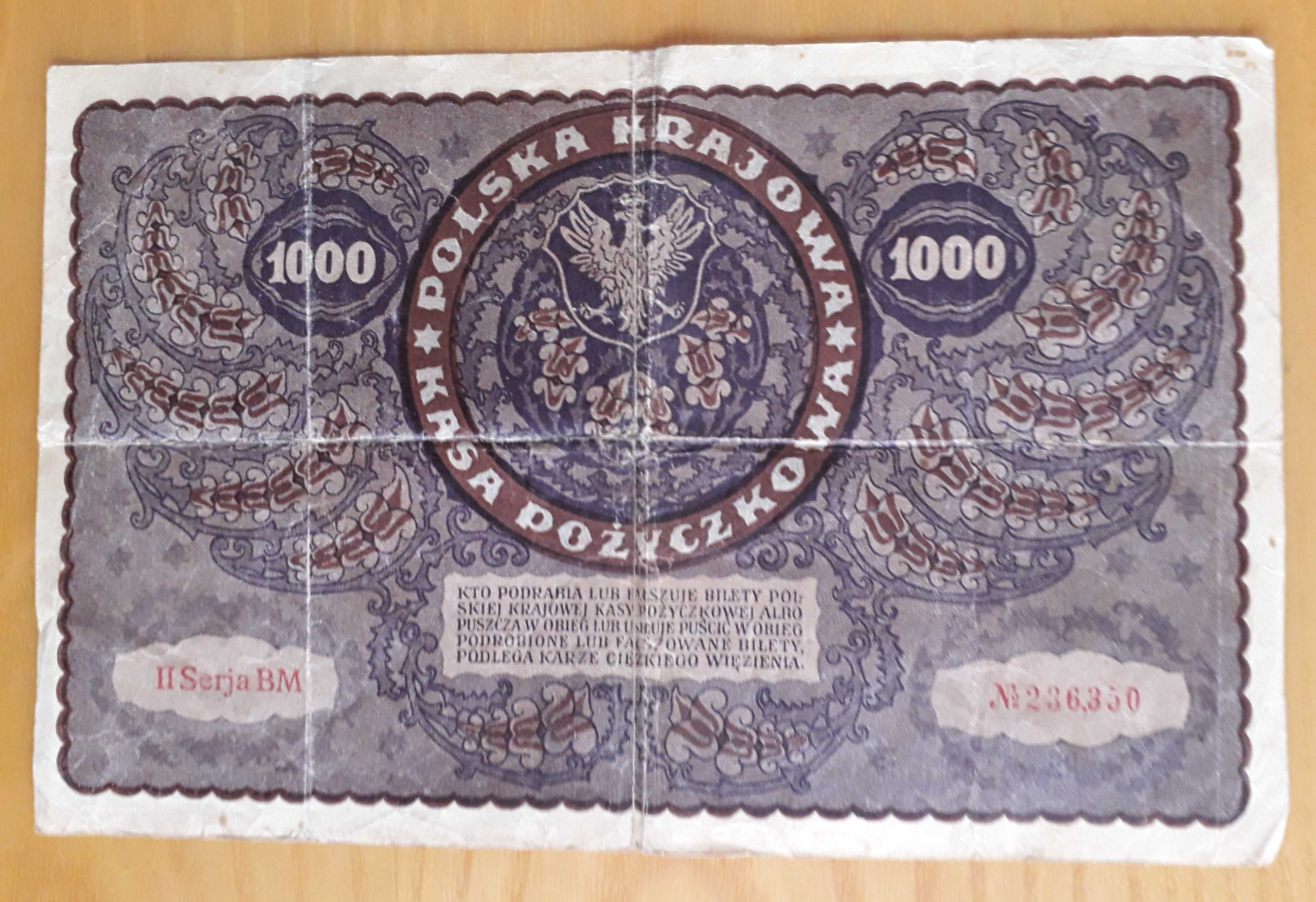 Banknot 1000 Marek Polskich, 1919 rok, II seria BM