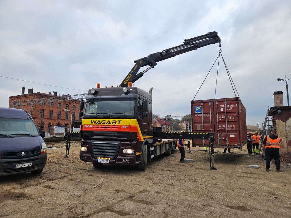 Usługi transportowe HDS transport maszyn kontener laweta dźwig TANIO