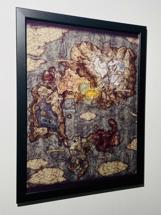 Plakat w ramce mapa Elden Ring prezent dla gracza, dekoracja gaming