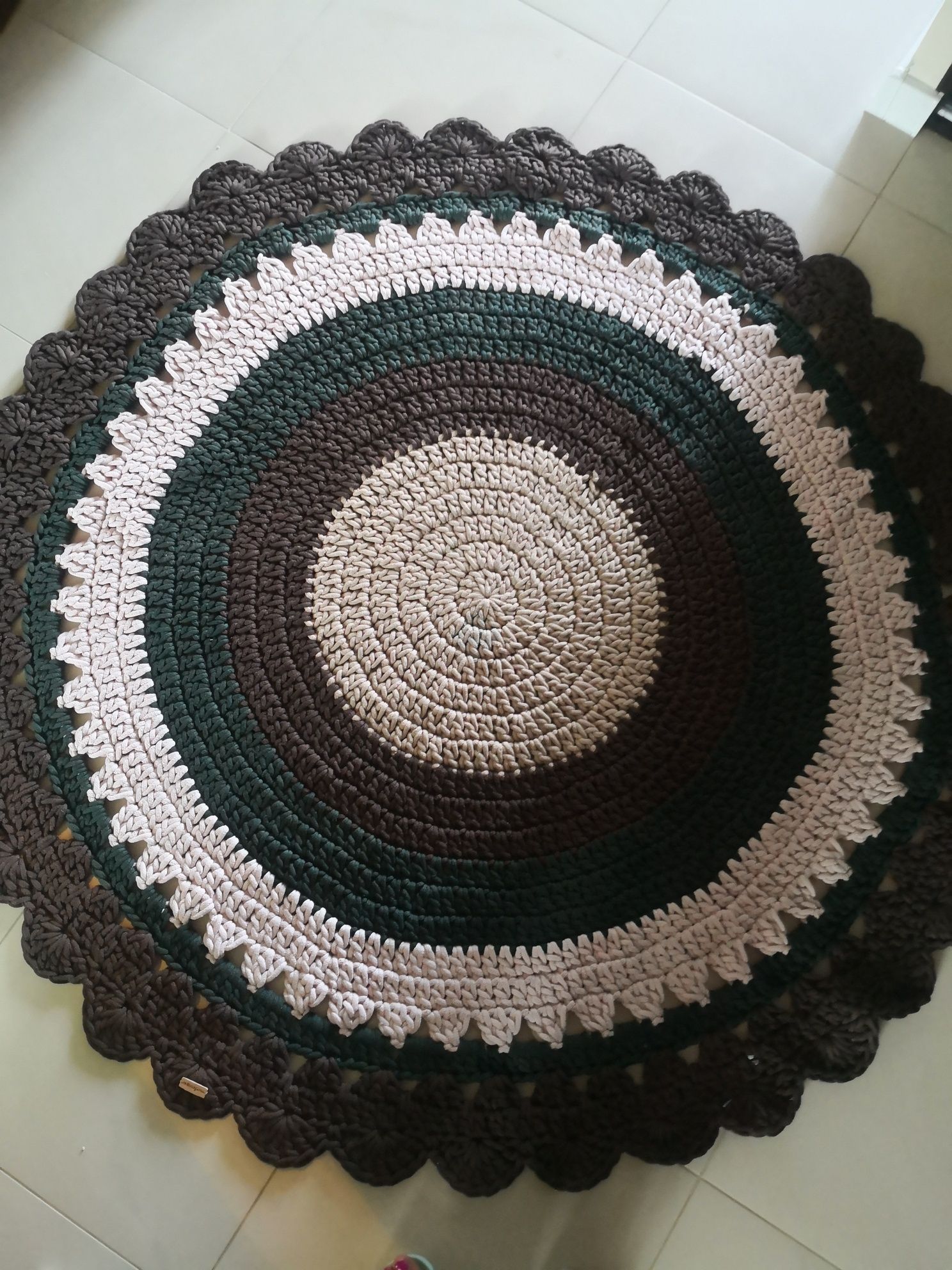 Dywan okrągły ze sznurka duży, szydełkowy 150cm