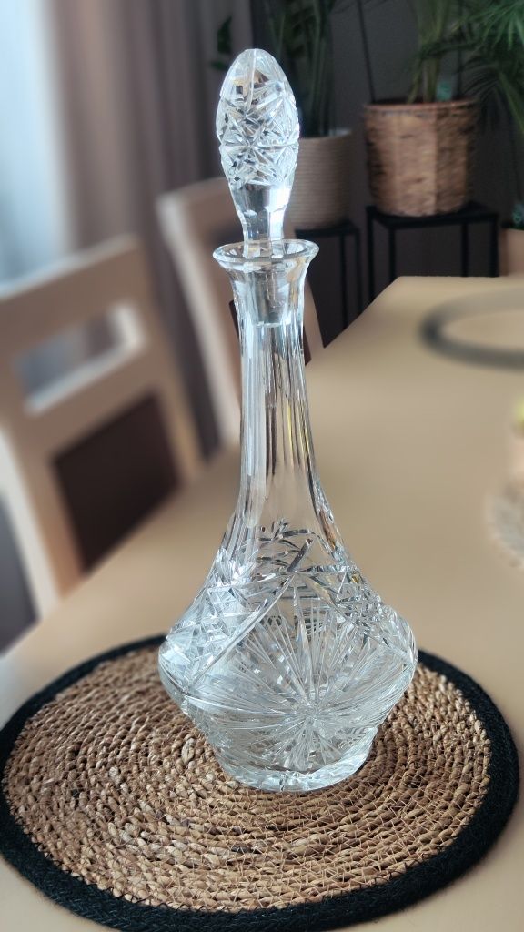 Kryształowa duża karafka PRL piękny wzór karafka na alkohol whisky