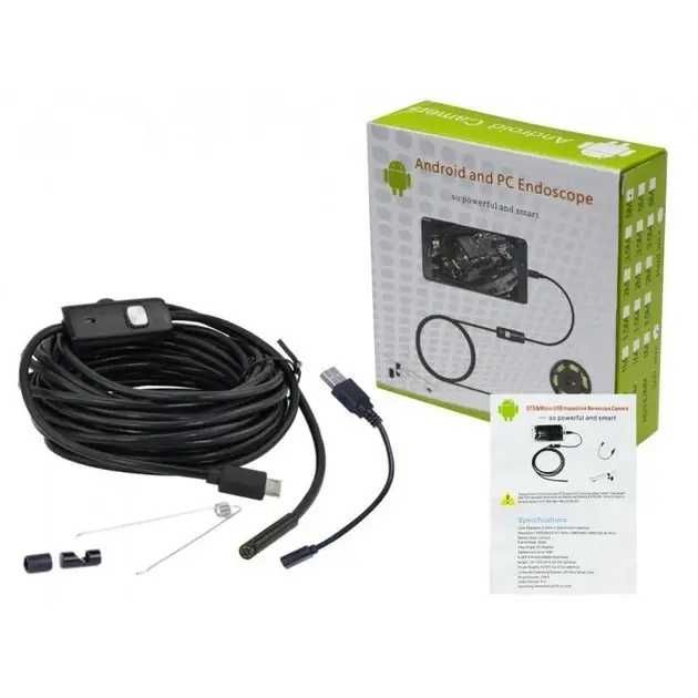 Эндоскоп для Android и PC, Гибкая камера 5 метров, USB-камера