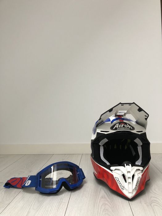 Kask Airoh Twist tech blue 2.0 + gogle 100% enduro cross quad
