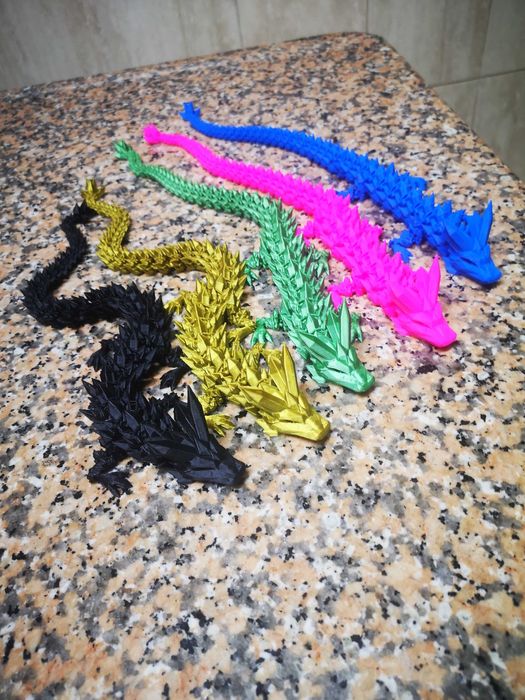 Dragão articulado 3D - Escultura exclusiva com tema de cristal!