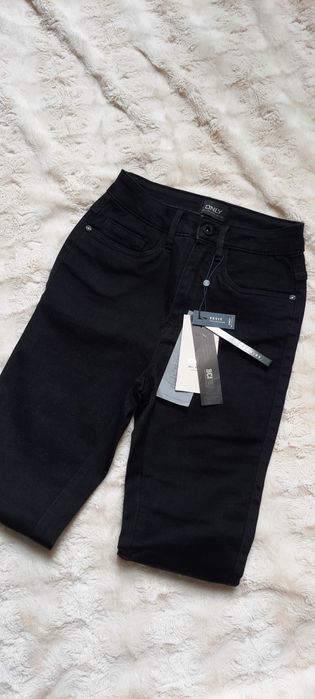 Nowe czarne spodnie Only Royal Skinny Jeans 600 Petit, XS/34