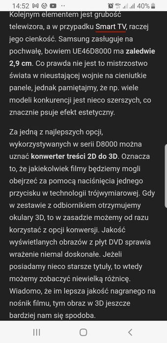 Telewizor smart Samsung 46 cali 3D zadbany sprawny elagancki  jakość