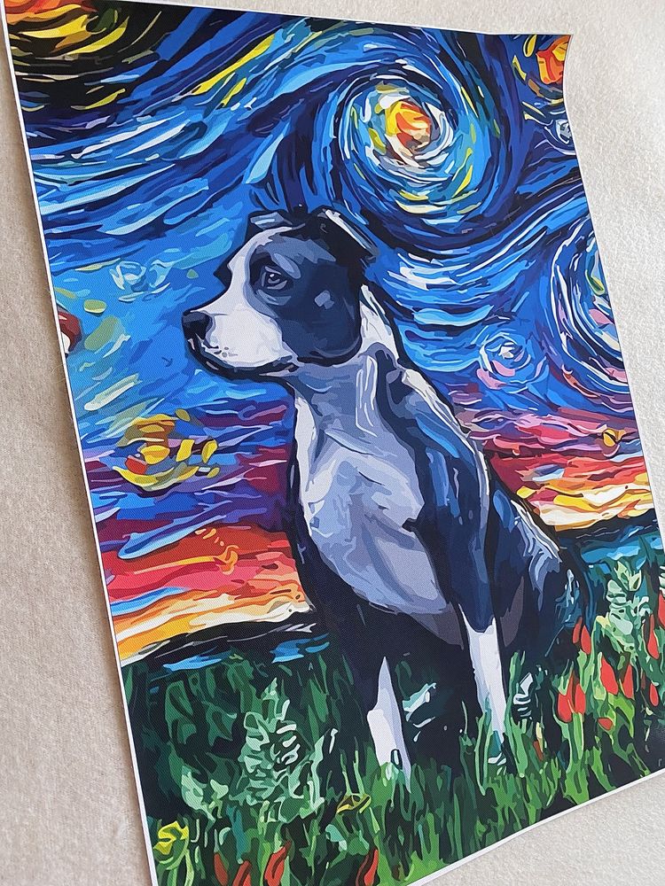 Gobelin na płótnie HD/Obrazek/Van Gogh/Dog/Pitbull Terrier