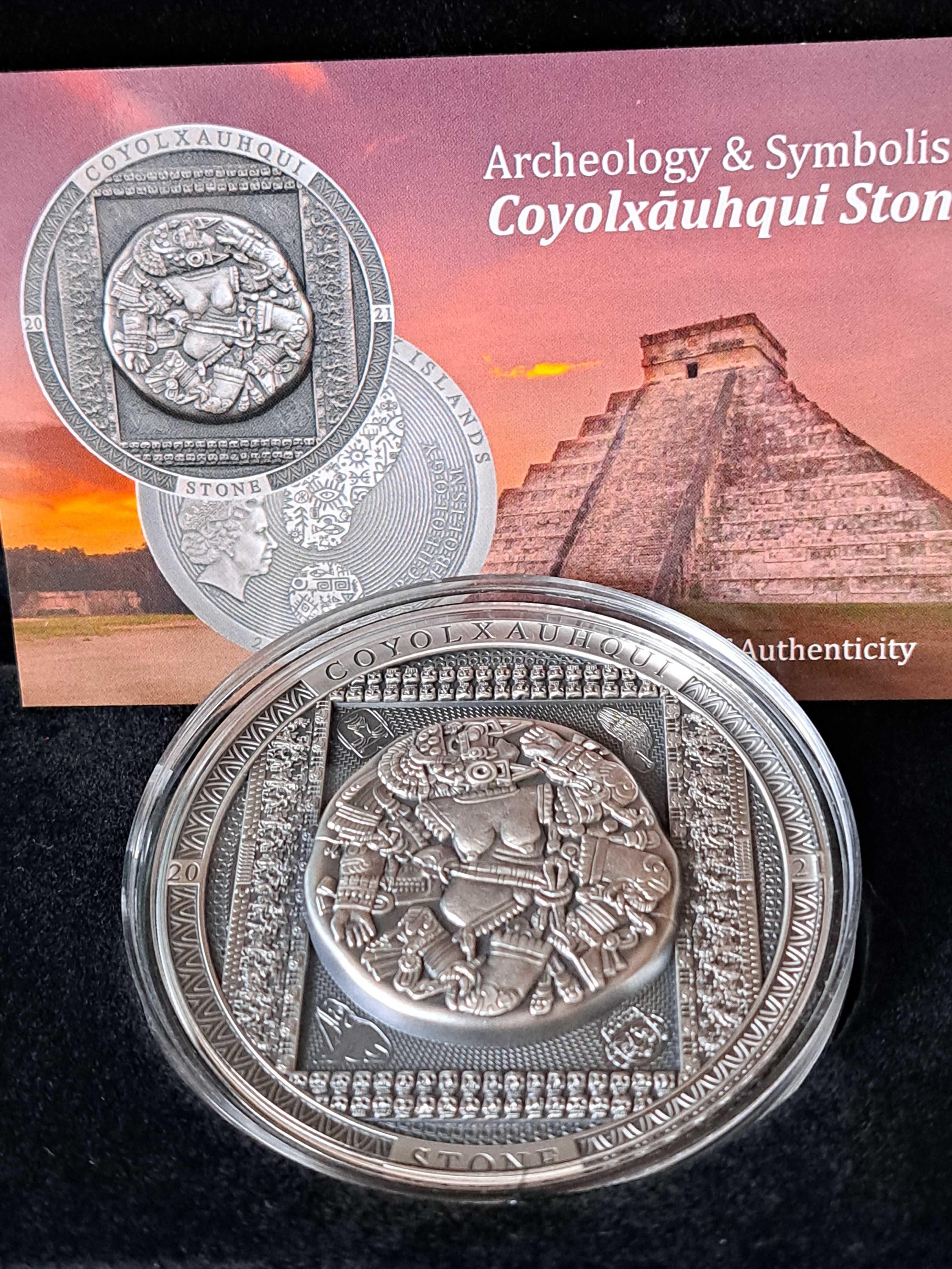 COYOLXAUHQUI STONE Antiqued Archeology Symbolism Cook Islands 2021