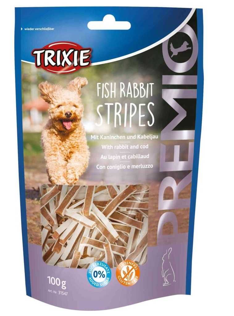 Trixie Przysmak premio Stripes królik, dorsz 100g