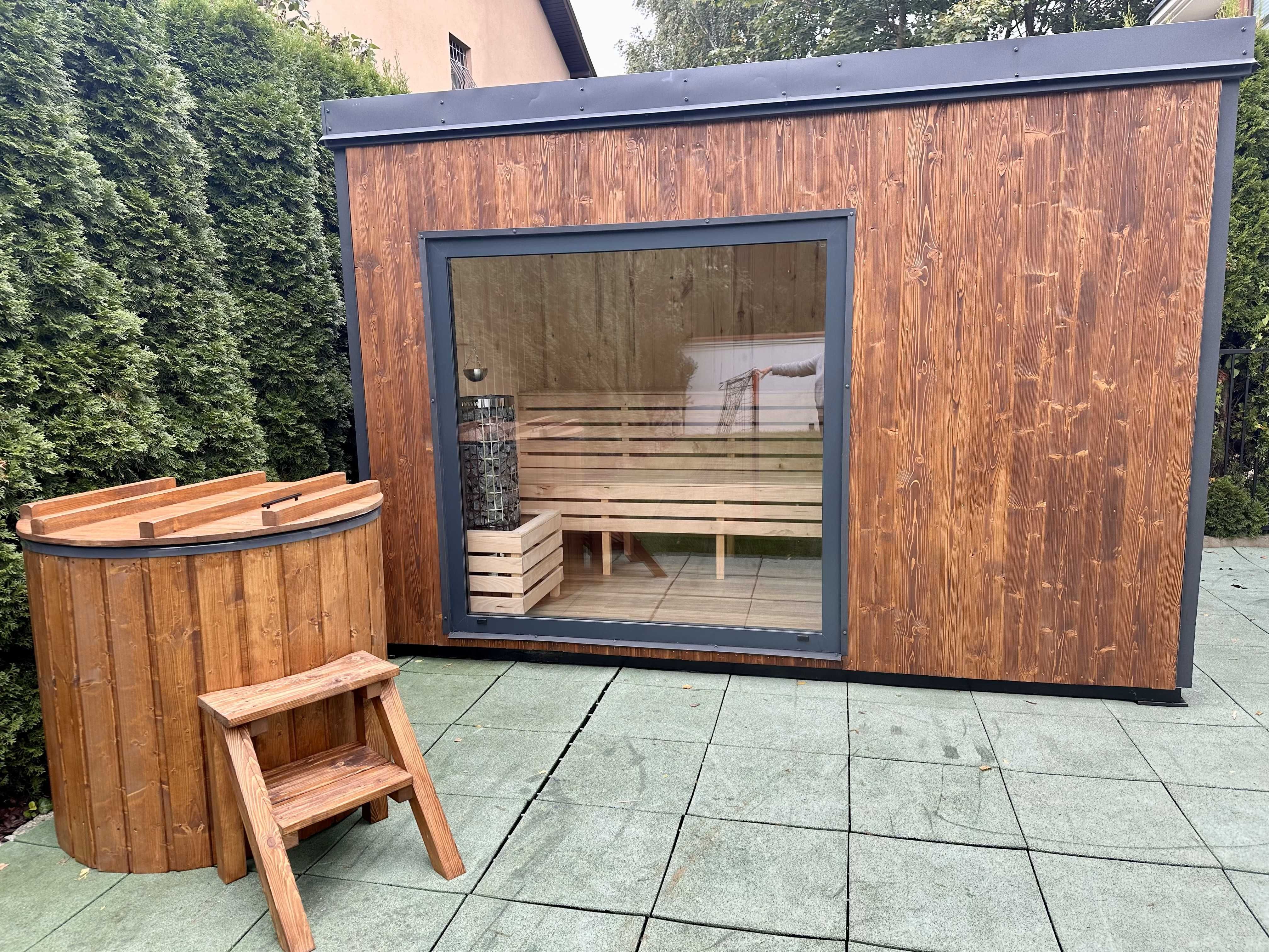 SAUNA ogrodowa Całoroczna 2,4 x 3,5m PREMIUM zewnętrzna WIFI LED
