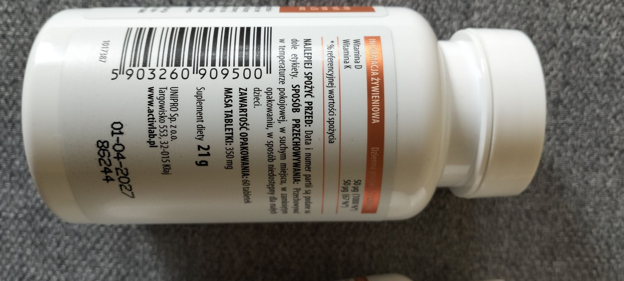 Activlab witamina D3 4000 + k2 60 2 opakowania 120 tabl waż 04.2027