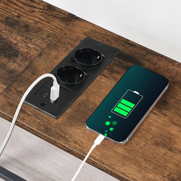 Wąska konsola z gniazdem i portem USB, stolik pomocniczy, 114 cm