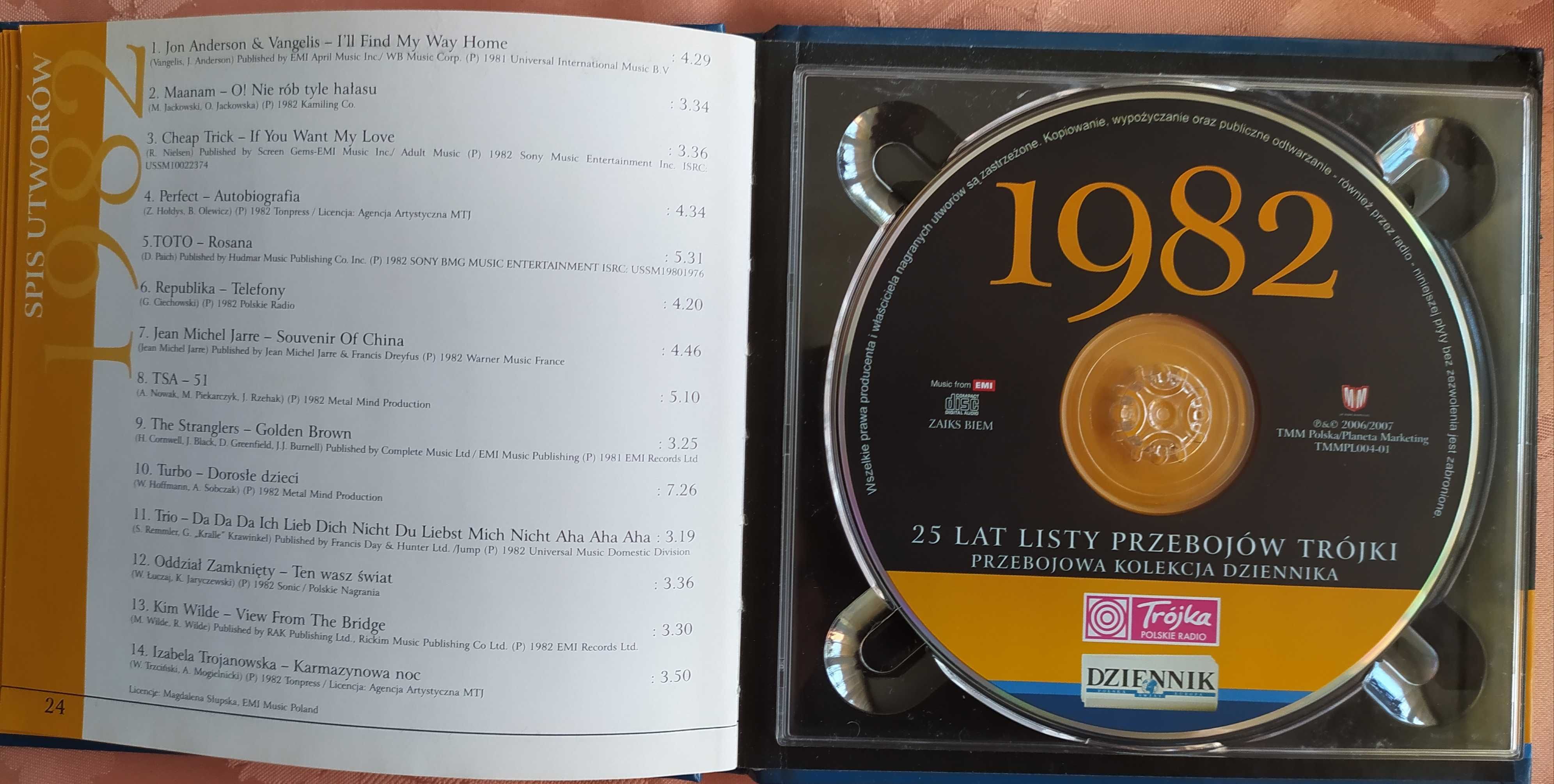 25 lat listy przebojów Trójki - rok 1982- Książka +CD