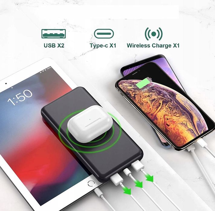 Powerbank 26800mah przenośna ładowarka kabel usb hx160s7 czarny
